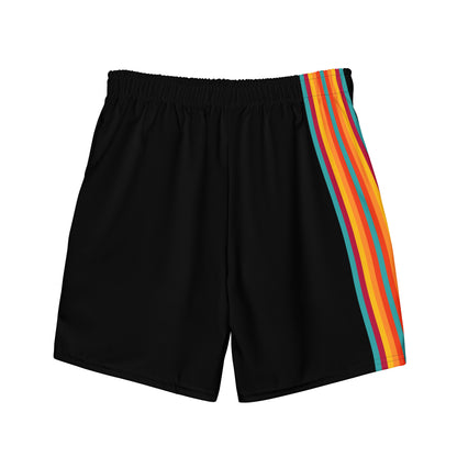 retro stripe swim trunks